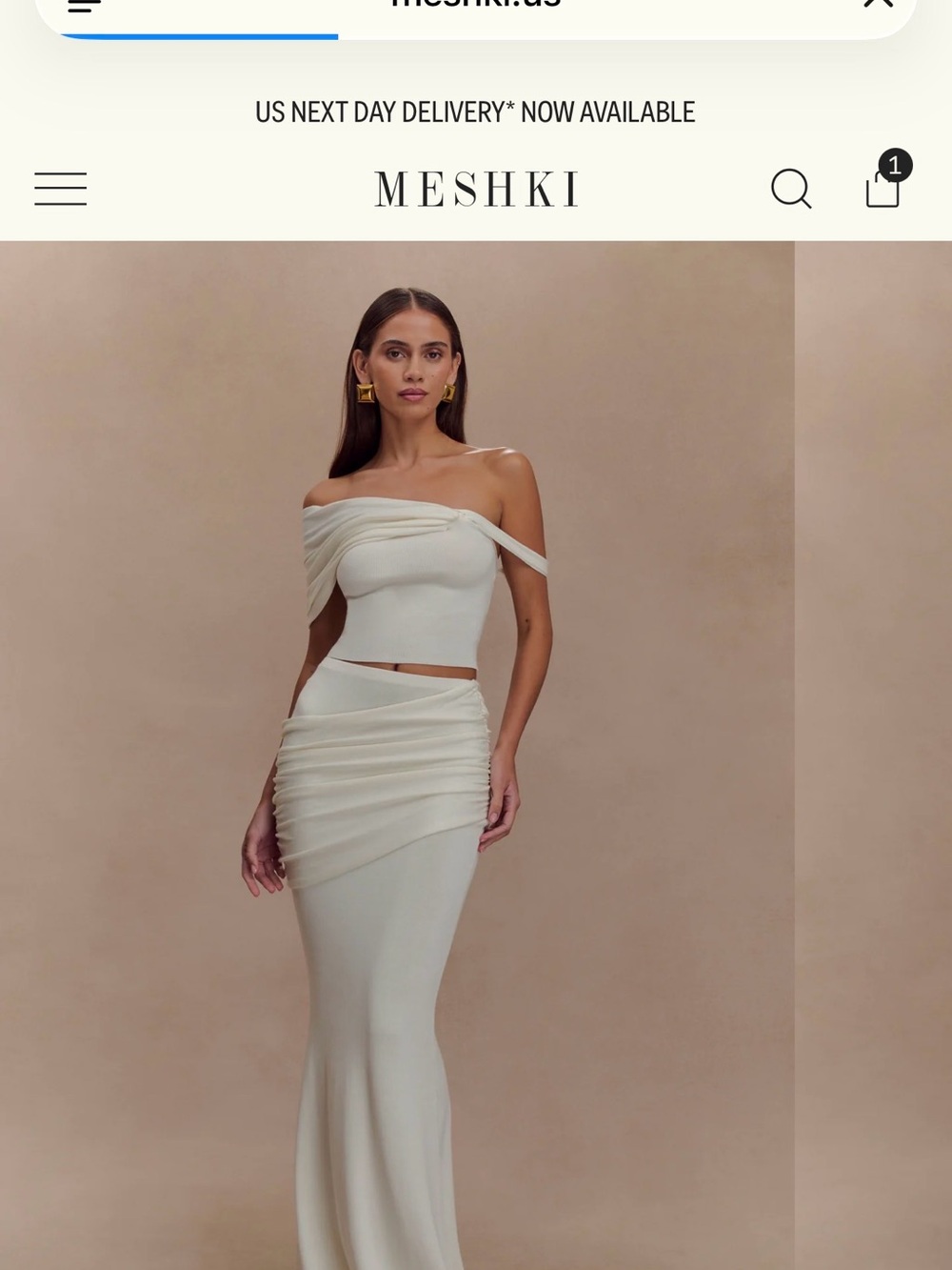 Meshki cream maxi skirt